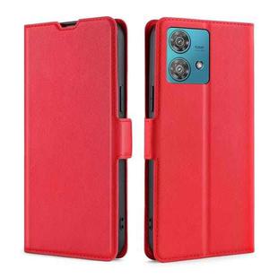 For Motorola Edge 40 Neo 5G Ultra-thin Voltage Side Buckle Horizontal Flip Leather Phone Case(Red)