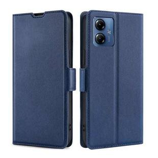 For Motorola Moto G14 Ultra-thin Voltage Side Buckle Horizontal Flip Leather Phone Case(Blue)