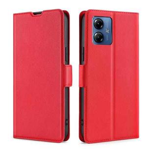 For Motorola Moto G14 Ultra-thin Voltage Side Buckle Horizontal Flip Leather Phone Case(Red)