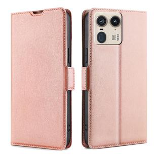 For Motorola Edge 50 Ultra Ultra-thin Voltage Side Buckle Horizontal Flip Leather Phone Case(Rose Gold)