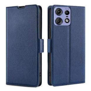 For Motorola Edge 50 Pro 5G Ultra-thin Voltage Side Buckle Horizontal Flip Leather Phone Case(Blue)