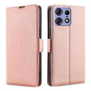 For Motorola Edge 50 Pro 5G Ultra-thin Voltage Side Buckle Horizontal Flip Leather Phone Case(Rose Gold)