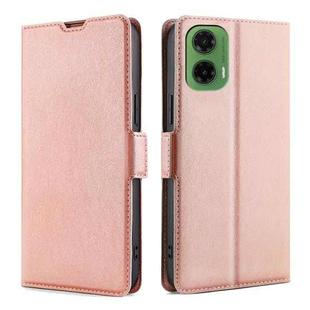 For Motorola Moto G35 5G Ultra-thin Voltage Side Buckle Horizontal Flip Leather Phone Case(Rose Gold)