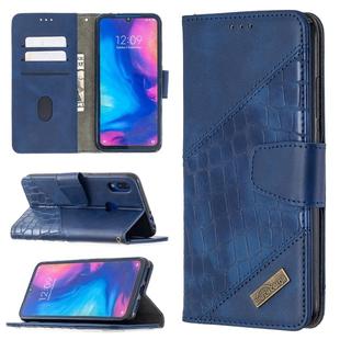 For Xiaomi Redmi Note 7 Matching Color Crocodile Texture Horizontal Flip PU Leather Case with Wallet & Holder & Card Slots(Blue)