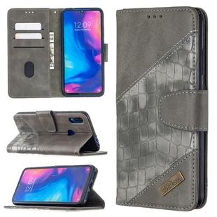 For Xiaomi Redmi Note 7 Matching Color Crocodile Texture Horizontal Flip PU Leather Case with Wallet & Holder & Card Slots(Grey)