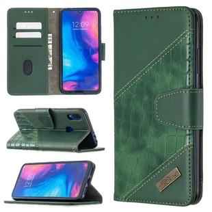 For Xiaomi Redmi Note 7 Matching Color Crocodile Texture Horizontal Flip PU Leather Case with Wallet & Holder & Card Slots(Green)