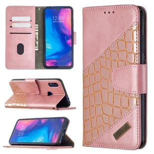 For Xiaomi Redmi Note 7 Matching Color Crocodile Texture Horizontal Flip PU Leather Case with Wallet & Holder & Card Slots(Rose Gold)