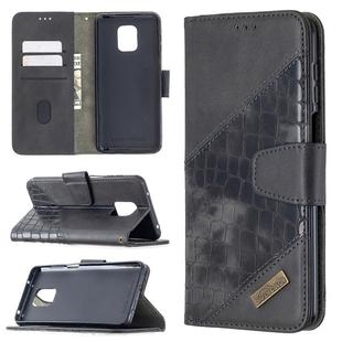 For Xiaomi Redmi Note 9 Pro Matching Color Crocodile Texture Horizontal Flip PU Leather Case with Wallet & Holder & Card Slots(Black)