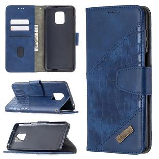 For Xiaomi Redmi Note 9 Pro Matching Color Crocodile Texture Horizontal Flip PU Leather Case with Wallet & Holder & Card Slots(Blue)