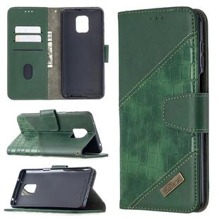 For Xiaomi Redmi Note 9 Pro Matching Color Crocodile Texture Horizontal Flip PU Leather Case with Wallet & Holder & Card Slots(Green)