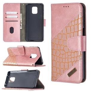 For Xiaomi Redmi Note 9 Pro Matching Color Crocodile Texture Horizontal Flip PU Leather Case with Wallet & Holder & Card Slots(Rose Gold)