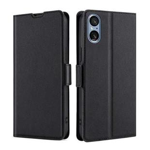For Sony Xperia 5 V Ultra-thin Voltage Side Buckle Horizontal Flip Leather Phone Case(Black)