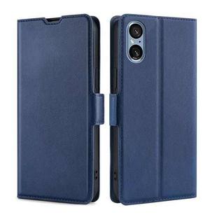 For Sony Xperia 5 V Ultra-thin Voltage Side Buckle Horizontal Flip Leather Phone Case(Blue)