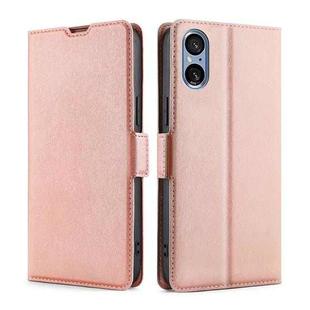 For Sony Xperia 5 V Ultra-thin Voltage Side Buckle Horizontal Flip Leather Phone Case(Rose Gold)