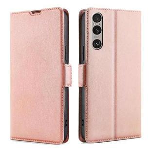 For Sony Xperia 1 VI Ultra-thin Voltage Side Buckle Horizontal Flip Leather Phone Case(Rose Gold)