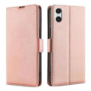 For Sony Xperia 10 VI Ultra-thin Voltage Side Buckle Horizontal Flip Leather Phone Case(Rose Gold)