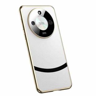 For Honor X50 Gilt Leather Electroplated Phone Case(White)
