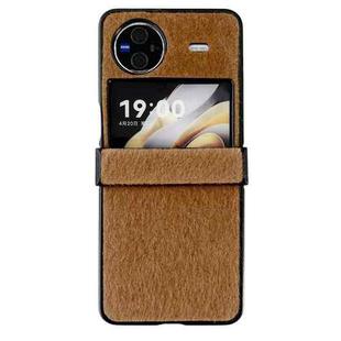For vivo X Flip Hinge Plush PC Phone Case(Brown)
