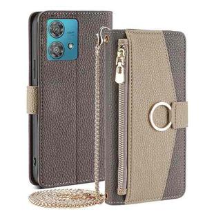 For Motorola Edge 40 Neo 5G Crossbody Litchi Texture Leather Phone Case(Grey)