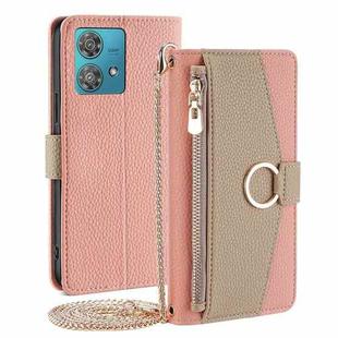 For Motorola Edge 40 Neo 5G Crossbody Litchi Texture Leather Phone Case(Pink)