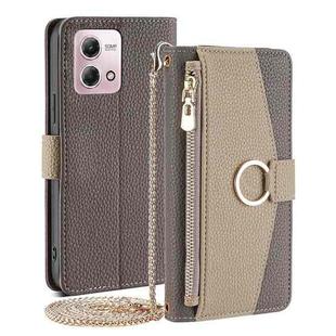 For Motorola Moto G Stylus 2023 4G Crossbody Litchi Texture Leather Phone Case(Grey)