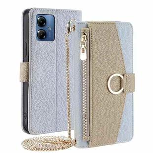 For Motorola Moto G14 Crossbody Litchi Texture Leather Phone Case(Blue)