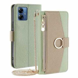 For Motorola Moto G14 Crossbody Litchi Texture Leather Phone Case(Green)