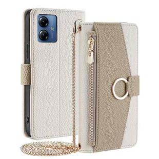 For Motorola Moto G14 Crossbody Litchi Texture Leather Phone Case(White)