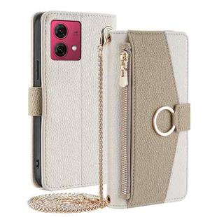 For Motorola Moto G84 5G Crossbody Litchi Texture Leather Phone Case(White)