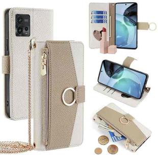 For Motorola Moto G72 4G Crossbody Litchi Texture Leather Phone Case(White)