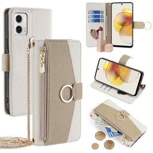 For Motorola Moto G73 5G Crossbody Litchi Texture Leather Phone Case(White)