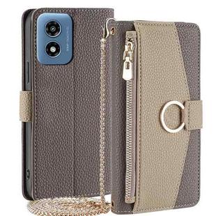 For Motorola Moto G Play 4G 2024 Crossbody Litchi Texture Leather Phone Case(Grey)