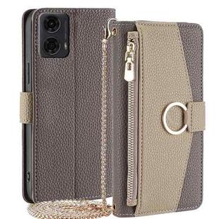For Motorola Moto G24 4G Crossbody Litchi Texture Leather Phone Case(Grey)