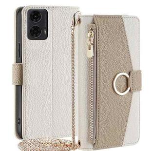 For Motorola Moto G24 4G Crossbody Litchi Texture Leather Phone Case(White)