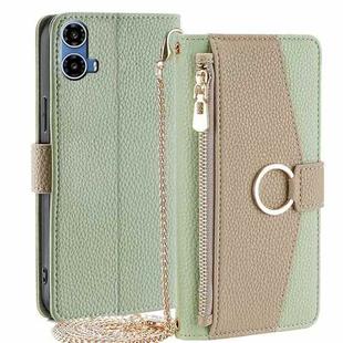 For Motorola Moto G34 5G Crossbody Litchi Texture Leather Phone Case(Green)