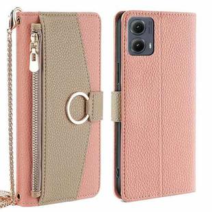 For Motorola Edge 5G 2024 Crossbody Litchi Texture Leather Phone Case(Pink)