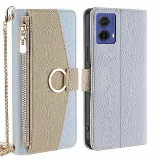 For Motorola Moto G85 5G Crossbody Litchi Texture Leather Phone Case(Blue)