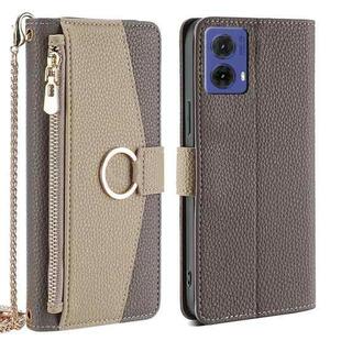 For Motorola Moto G85 5G Crossbody Litchi Texture Leather Phone Case(Grey)