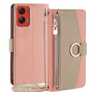 For Motorola Moto G Stylus 5G 2024 Crossbody Litchi Texture Leather Phone Case(Pink)