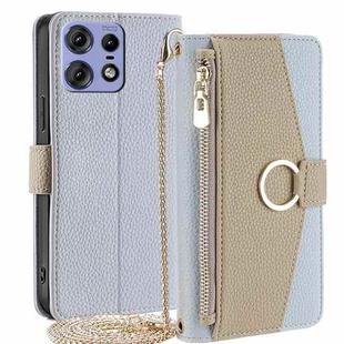 For Motorola Edge 50 Pro 5G Crossbody Litchi Texture Leather Phone Case(Blue)