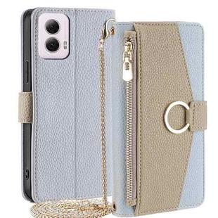 For Motorola Moto G Power 5G 2024 Crossbody Litchi Texture Leather Phone Case(Blue)