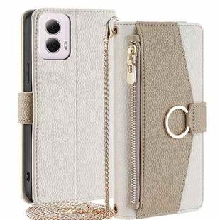 For Motorola Moto G Power 5G 2024 Crossbody Litchi Texture Leather Phone Case(White)