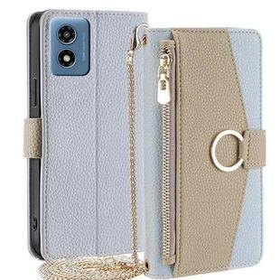 For Motorola Moto G 5G 2024 Crossbody Litchi Texture Leather Phone Case(Blue)