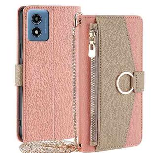 For Motorola Moto G 5G 2024 Crossbody Litchi Texture Leather Phone Case(Pink)