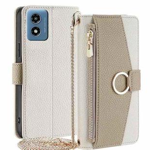 For Motorola Moto G 5G 2024 Crossbody Litchi Texture Leather Phone Case(White)