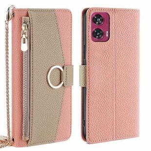 For Motorola Edge 50 Fusion 5G Crossbody Litchi Texture Leather Phone Case(Pink)