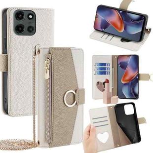 For Motorola Moto G 5G 2025 Crossbody Litchi Texture Leather Phone Case(White)