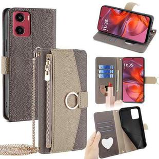 For Motorola Moto G05 Crossbody Litchi Texture Leather Phone Case(Grey)