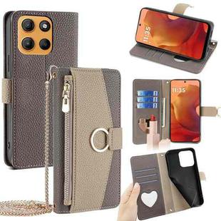 For Motorola Moto G15 / G15 Power Crossbody Litchi Texture Leather Phone Case(Grey)