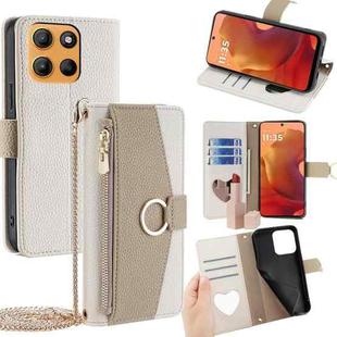 For Motorola Moto G15 / G15 Power Crossbody Litchi Texture Leather Phone Case(White)